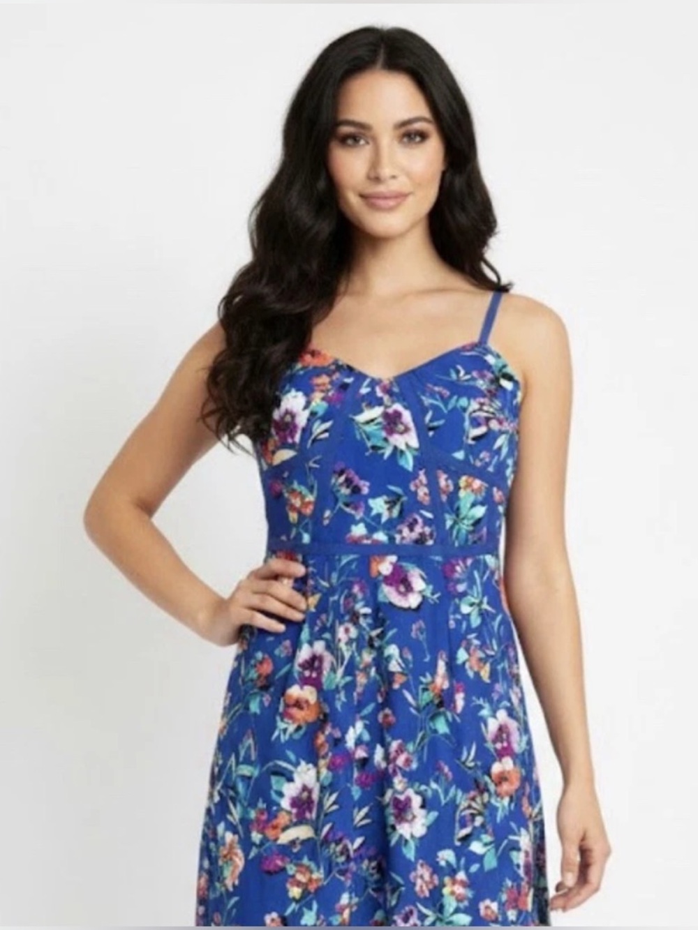 Nicole Miller Blue Floral Sleeveless Flowy Sundress - size 16